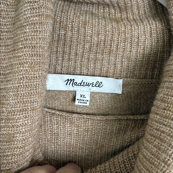 Madewell Crestland Side-Button Turtleneck Merino Wool Tunic Sweater Tan Size XL - Picture 2 of 8